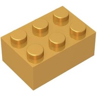 Classic Bulk Brick Block 2x3, 100 Piece Golden Brick 2x3,Compatible with Lego Parts and Pieces 3002,