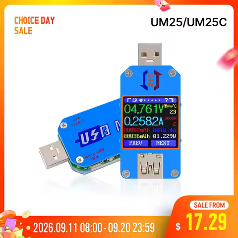 RD UM25 UM25C for APP USB 2.0 Type-C LCD Voltmeter Ammeter Voltage Current Meter Battery Charge USB 