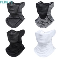 PERRY1 Summer Sunscreen Mask Hiking Face Mask Sun Protection Face Cover Face Gini Mask Windproof Sunscreen Veil Outdoor Face Shield Solid Color Ice Silk Men Fishing Face Mask