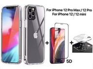 iPhone 12 Pro Max mini Slim Shockproof Case 4X Anti-Shock Performance With 5D Full Coverage Tempered Glass Screen and Lens  Protector For iPhone 12 Pro Max, 12 Pro, 12, 12 mini 4倍防撞貼身電話套配5D全屏屏幕及鏡頭玻璃保護貼 +$1包郵