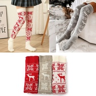 SPONSO Christmas Women's Socks Snowflake Elk Winter Warm Legs Stocking Cute Knitted High Long Socks Girls Women Christmas Gift