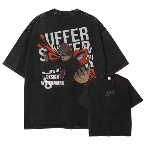 Miniso Naruto T-shirts Vintage Washed Uchiha Itachi T Shirt Oversize Streetwear Manga Kakashi Minato