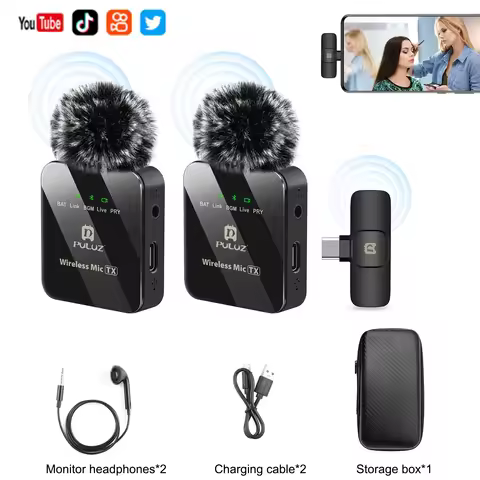 PULUZ 2.4G Wireless Lavalier Microphone Live Broadcast Gaming Microphone For iPhone Type-C Android C