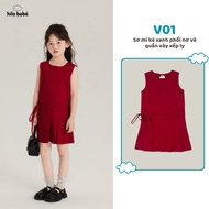 Hilo Bebé red pleated bow dress made of tulle for lovely, active girls for the summer