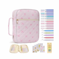 QIZUI Floral Design Bible Cover Case Handle Zipper Pocket Bible Journaling Kit Bible Cover Bag Churc