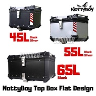 Nottyboy Heavy Duty Aluminium Top Box Flat Design with Solid Steel Universal Base Plate Motorcycle Box 45L 55L 65L