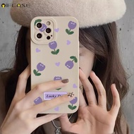 For Vivo S1 Y7s Y85 V9 Y71 Y67 Y66 X Note T1 Pro NEX 3 A S Phone Case Cute Purple Tulip Tulips Flower Floral Label Matte Frosted White Simple Soft Silicone Casing Cases Case Cover