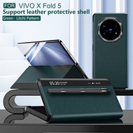 Vivo X Fold5 CaseSmart Window Litchi Grain Leather Magnetic Suction Flip Cover Protective Case With 