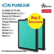 BESTAR ION PUREAIR Air Purifier P7/P7(UV) (2 Pieces) H13 (Medical Grade) Hepa Filter