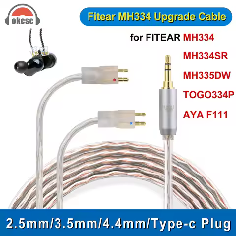 OKCSC Balanced Earphone Cable for Fitear MH334 MH334SR MH335DW TOGO334P AYA F111 Upgraded 2.5mm/3.5m