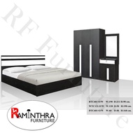Raminthra Furnitureชุดห้องนอนSandy Set 6ฟุต เตียง 6 ฟุต + ตู้เสื้อผ้า 3 บาน + โต๊ะแป้ง 60 cm  Bedroom Set