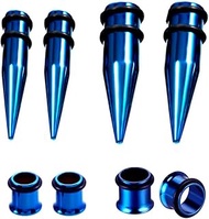 HEKEUOR 2 Pairs 1g 7mm + 9mm Steel Ear Screw Taper Tunnel Expander Stretching Kit Plugs Piercing