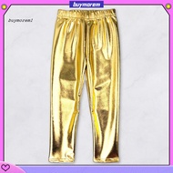 BUYMEZ  Boys Straight Leg Pants Children Fashion Bottoms Shiny Performance Pants for Kids Elastic Wa