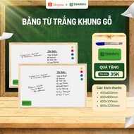 White magnetic board with wooden frame - 40x60, 60x80, 60x100, 80x120cm - Whiteboard with marker - F