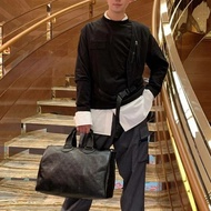 Louis Vuitton Travel Bag Embossed Black Travel Bag Boston Bag Pillow Bag Travel Bag KB4B