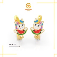 6k 8K Gold Children's Earrings AK 117 Watermelon Watermelon Unicorn Clip Model