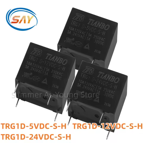 5pcs/lot New TIANBO relay TRG1 D-5VDC-S-H TRG1D-12VDC-S-H TRG1D-24VDC-S-H 4PIN 5A 5V 12V 24V Replace