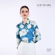 LOF-FI-CIEL Womans Shirt White Rose เสื้อเชิ้ตผู้หญิง แขนยาว สีน้ำเงินเข้ม FBD7DB