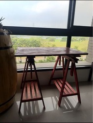 IKEA 紅木色MITTBACK支架樺木一對 附實木桌板