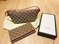 GUCCI粉色緹花腋下包