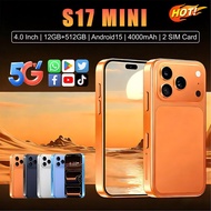 Original Mini Phone 5G 2026 12GB 512GB Android 15 Handphone Kecil 4.0 Inch 4000mAh Dual SIM 5G Murah