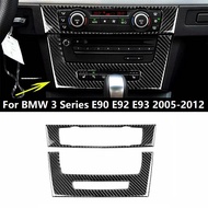 2PCS Carbon Fiber Car Air Condition CD Panel Trim For BMW 3 Series E90 E92 E93 2005-12 CD Panel Trim Auto Interior Stick