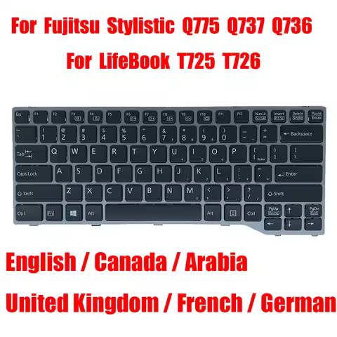 US CA UK AR FR GR Keyboard For Fujitsu Stylistic Q775 Q737 Q736 For LifeBook T725 T726 Canada United