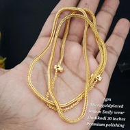 Ready Stock Impon 1gm Microgoldplated 30 inches Daily wear Plain Thalikodi 2-3 paun size Chain speci