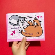 Greeting Card - My Hand Your butt cute funny anniversary cat couple card