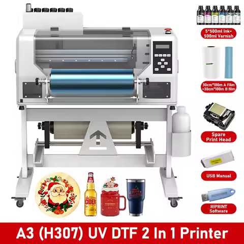 A3 Roll UV DTF Printer for Epson DX7 Printhead AB Film UV DTF Sticker Printing Machine Bottle Mug St