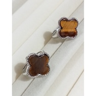 (R157) RANDOM TIGER EYE NATURAL GEMSTONE ADJUSTABLE SILVER RING 随机虎眼天然宝石银可调节戒指 CINCIN BATU PERMATA PERAK