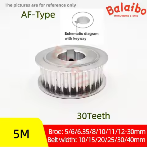 HTD5M Timing pulley AF-type 30T Bore 5/6/6.35/8/10/11/12-30mm Belt Width 10/15/20/25/30/40mm