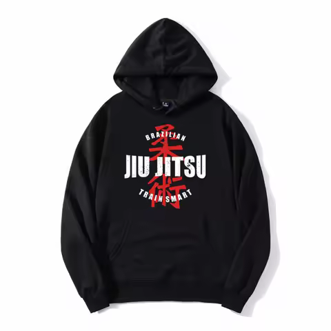 Vintage Jiu Jitsu Hoodie Cotton Awesome Hoody Sweatshirt Brazilian Jiu-Jitsu Zipper Streetwear Men G