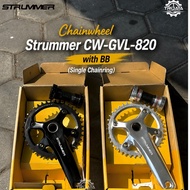 Strummer Chainwheel CW-GVL-820 with BB HT2 Crank Bicycle Single Chainring Bcd 110 38T 40T 42T Silver