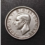 UK King George VI 6 Pence Silver Coin 1945