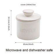 1pc Speckled White Butter Crock with Lid for Countertop - Ceramic French Butter Dish for Spreadable