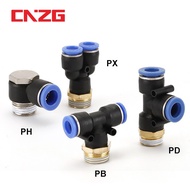 PB/PX/PH/PD Tube OD Male Thread Size M5 1/8" 1/4" 3/8" 1/2" Y Style Push In Fittings Pneumatic Quick