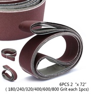 【SUFA】6pcs/Set 2" x 72" Fine Grit Sanding Belt Sandpaper Sander Abrasive Band 5x182cm