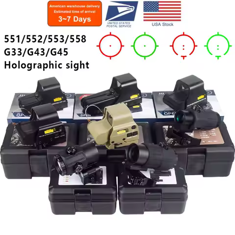 Tactical 551 552 553 558 Red Dot Holographic Sight Eotech G33 G43 G45 Scope 3X 5X Magnifier Hunting 