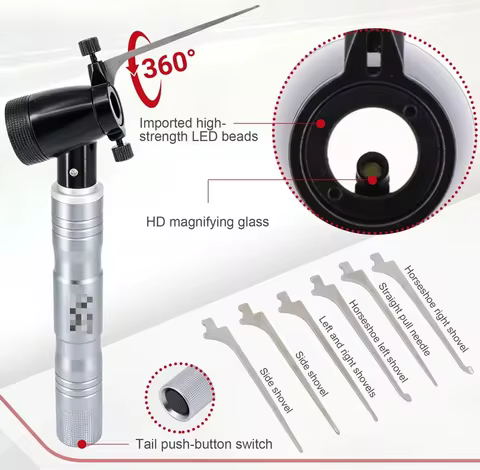 7-Piece Rotatable Eagle Eye Magnifying Glass Lock Scope with 6 Needles Lock Picking Tool Locksmith T