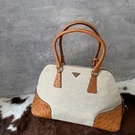 中古包 PRADA 普拉達 布拼鴕鳥皮 Alma 手袋