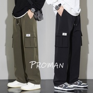 【From Perak】ProMan Seluar kasual lelaki Men's Casual Trousers black Ice Silk Crock Pants Summer Thin