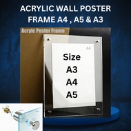 Acrylic Poster Frame | A5/ A4/ A3/ | Sandwich Wall Mounted