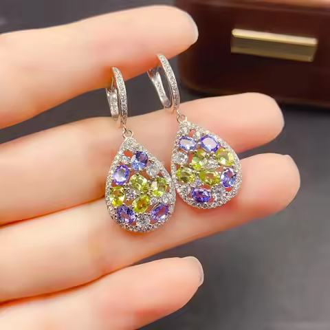 3*4mm Natural Tanzanite Olivine Earrings S925 Sterling Silver Certificate Fine Fashion Charm Wedding
