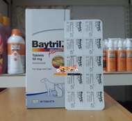 Baytril 50mg / 150mg Baytril Tablet Antibiotik Kucing dan Anjing 50mg - Harga Pertablet