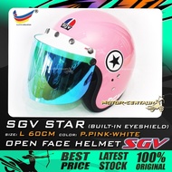 TOPI KELEDAR SGV STAR HELMET W/EYE-SHIELD TRENDY/PASTEL PINK SIZE: L 60CM (SIRIM CERT) & BIKKO/SGV/B