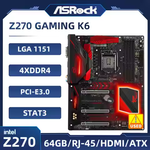 ASRock Z270 GAMING K6 Motherboard Intel Z270 1151 DDR4 64GB support i5-7600 i5-6500 i3-7300 i7-7700 
