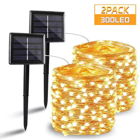 Outdoor solar LED string lights with a waterproof design, available in lengths of 7 meters, 12 meter