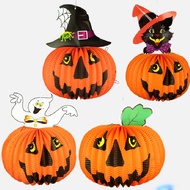 Halloween Pumpkin Lantern Ghost Festival Hotel Nightclub Decoration Props Ceiling Folding Paper Lant