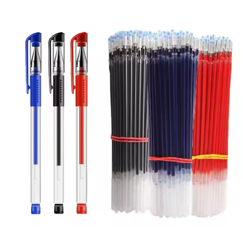 Gel Pen Pack Neutral Pen Handles Refill Rod 0.5mm Bullet Tip Black Blue Red Ink Ball Pen Signing Pen